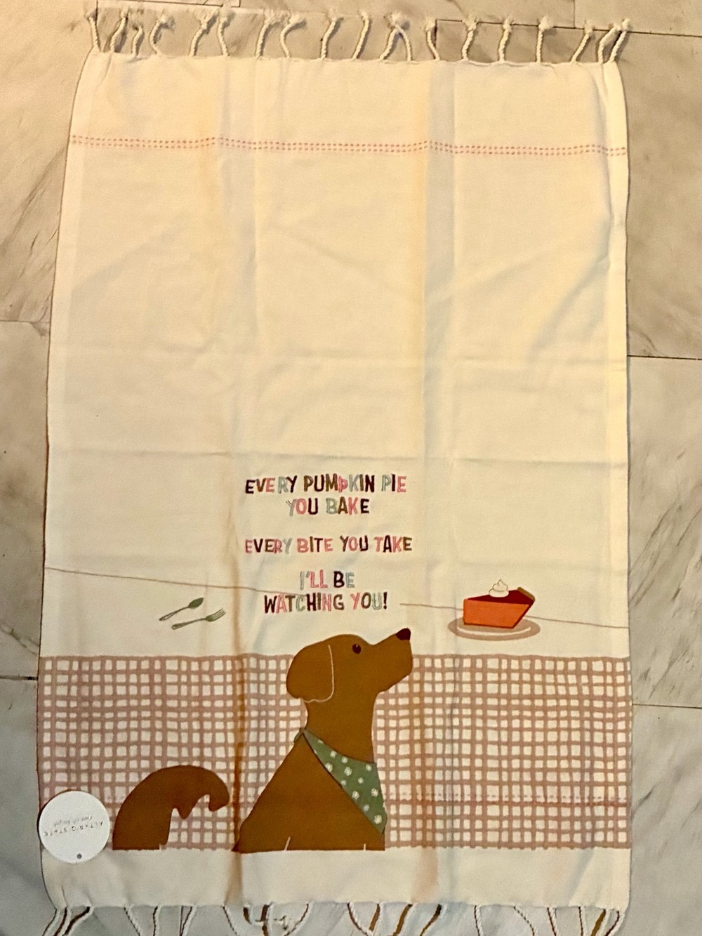 Pet Kitchen Towel with Brown Dog Print - Unbranded